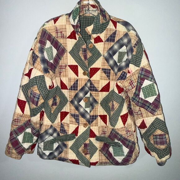 Vintage Jackets & Blazers - Vintage PatchMagic Reversible Quilted Jacket Women’s Patchwork Plaid Country Cot